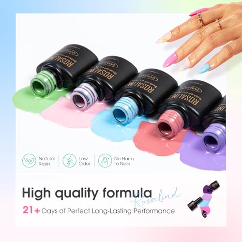 ROSALIND 100PCS Gel Nail Polish Set with 92 Colors & 8 Top Coat Variations