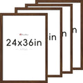 Brown Solid Wood 24x36 Poster Frame Set of 4 - Gallery Wall Hanging