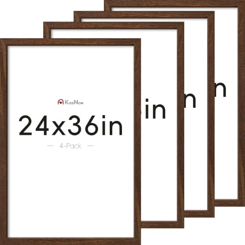 Brown Solid Wood 24x36 Poster Frame Set of 4 - Gallery Wall Hanging