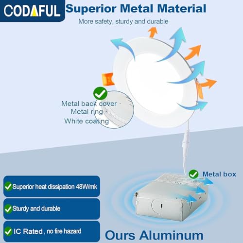 6 Inch LED Recessed Ceiling Light Pack of 24, Daylight 6000K, 1050LM, Slim Can Lights