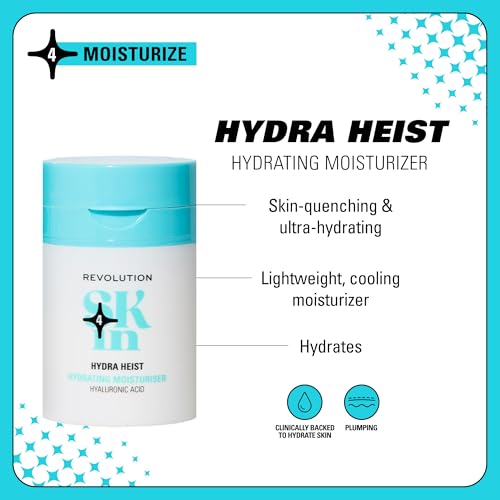 Revolution Skin, Hydra Heist Hyaluronic Acid Hydrating Moisturizer, Lightweight & Moisturizing Face Cream, Vegan & Cruelty-Free, 1.69 fl oz