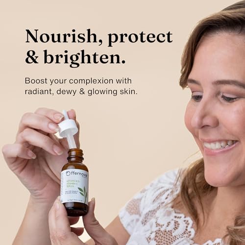 Offernova Organic Vitamin C Serum - 20% Vit C and Hyaluronic Acid Anti Aging Serum for Face, Eyes and Neck. Enhanced Absorption Dark Spot Corrector for Youthful Looking Skin, 1 oz