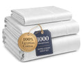 Lane Linen White Twin XL 1000TC Egyptian Cotton Sheets & Pillowcase Set