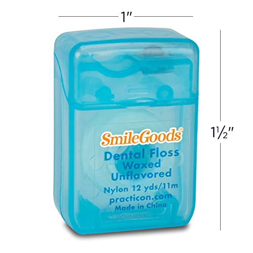 Waxed Dental Floss Unflavored Bulk Pack of 72 - 12 Yards Each, Practicon