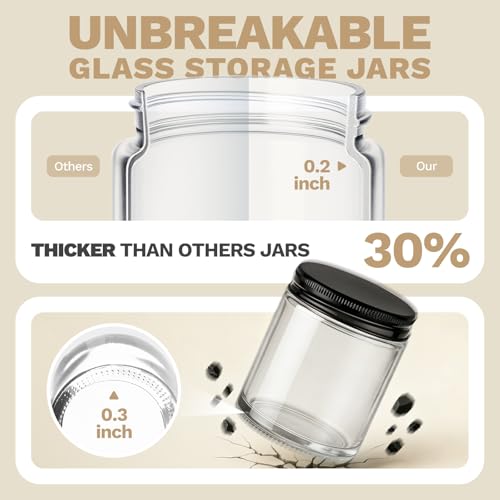 Clear Glass Jars with Metal Lids 8oz - 24 Pack, Candle Making & Storage