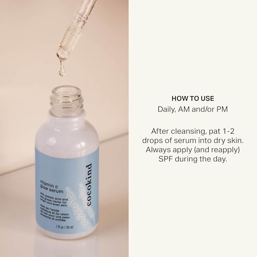 Vitamin C Glow Serum by Cocokind, Brighten Dullness and Improve Skin Tone and Texture, Hydrating Face Serum Formulated for Sensitive Skin, Cruelty Free, Fragrance Free, Vegan, 1 Fl Oz, 3 Pack