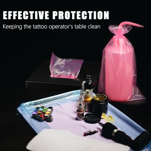Disposable Pink Tattoo Bottle Bags 500PCS for 250/500ml Wash Bottles - Safe & Leakproof