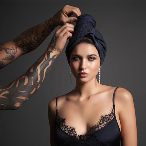 Fromm ColorSafe Cotton Salon Towels Black 6 Pack - Bleach Proof, 16x29 Inch Hair Drying Towels for Hair Stylists & Barbers