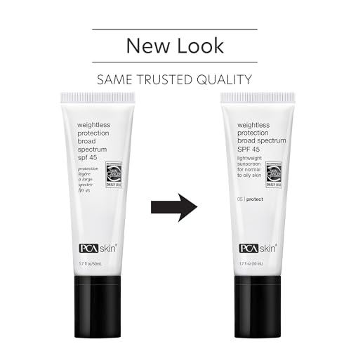 PCA SKIN Weightless Protection Broad Spectrum SPF 45 - Oil-Free Hydrating Face Sunscreen with 8.4% Zinc Oxide for Acne-Prone/All Skin Types (1.7 fl oz)