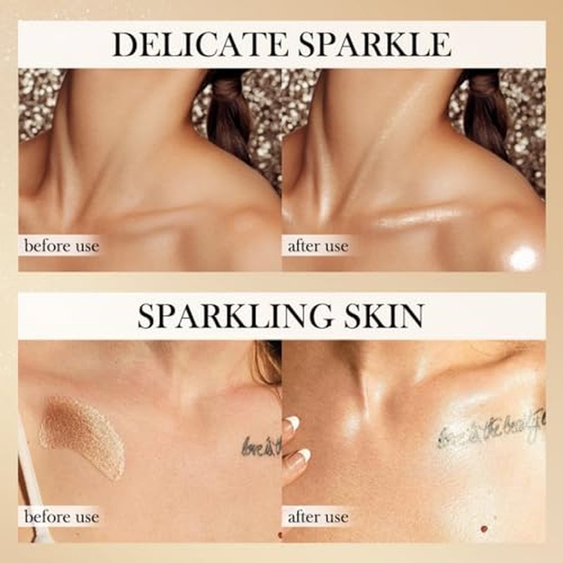MAEPEOR Shimmer Body Luminizer 5 Colors Moisturizing Glow Illuminator Smooth and Non-sticky Summer Highlighter For Face and Body (80ML, 02 Gold)