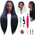 Mannequin Head for Hairdressing Training - 26-28 Inch Braiding Head with Synthetic Yaki Hair - Variation B