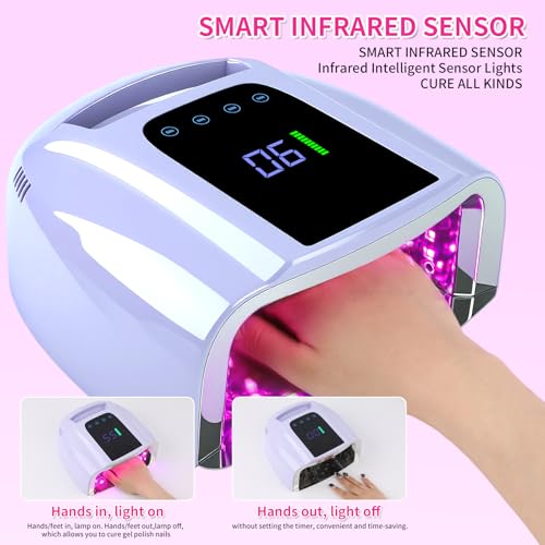 ANGNYA Violet UV LED Nail Lamp for Gel Polish, Fast Curing & Rechargeable