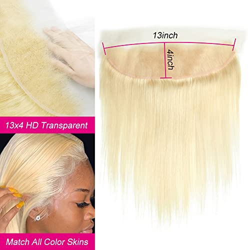 Shining Girl 613 Blonde 13x4 Transparent HD Lace Frontal Closure 14 Inch Straight Human Hair Extension