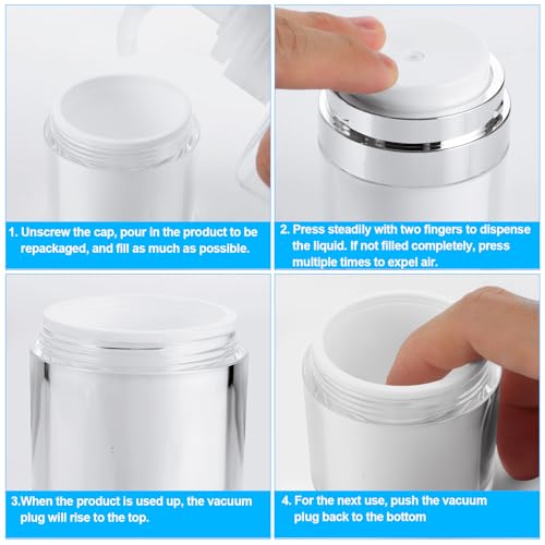 10 Pack 1 Oz Airless Pump Jars for Skincare & Cosmetics - Travel-Size Lotion Dispensers