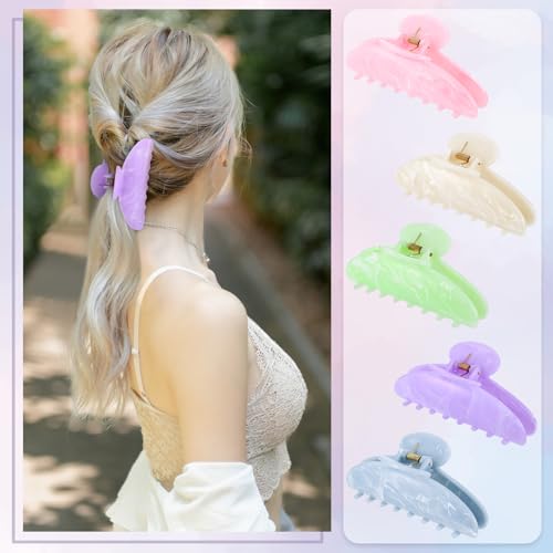 Large Non-Slip Acrylic Hair Claw Clips Set - Bulk 14 Pack for Women & Girls