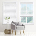 Cordless Faux Wood Window Blinds - Signature 2-Inch Slats, White, 70 x 48 Inches - Embossed Finish
