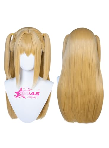 Long Golden Synthetic Wig for Cosplay – Misa Amane Style with Pigtails