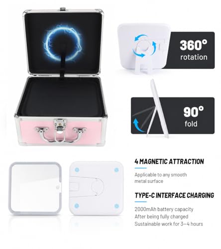 HAISKY Icy Pink Makeup Case with LED Mirror, Lockable Portable Vanity Organizer