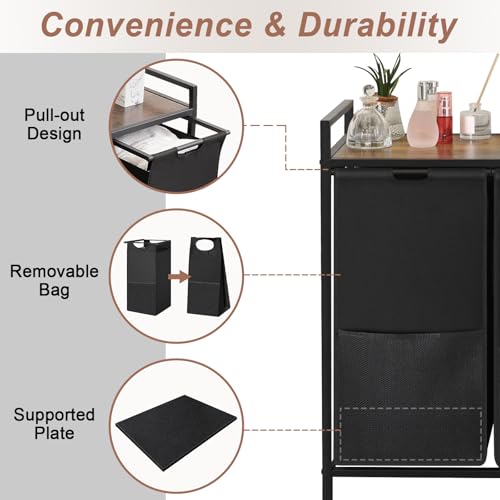 Large 3-Section Laundry Hamper with Storage Shelf - 210L Capacity, Clothes Organizer