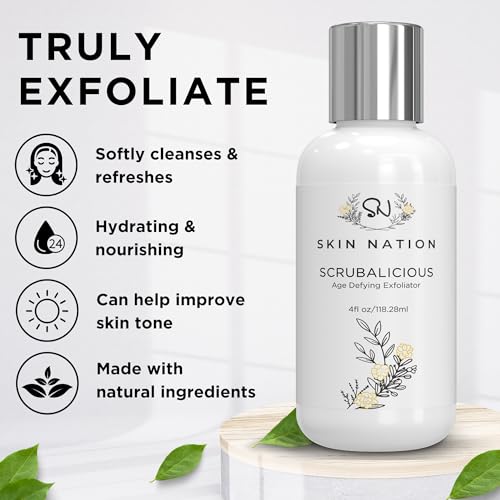 Gentle Face Exfoliator with Glycolic Acid & Aloe Vera - Hydrating & Pore-Clearing, 4 oz - Aloe Vera Variation