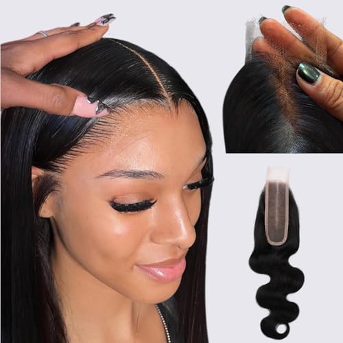 12 Inch Body Wave Lace Closure - HD Transparent Swiss Lace, Human Hair, Natural Black