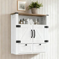Farmhouse Bathroom Wall Cabinet with Mirror, Wall Mount Storage Shelf