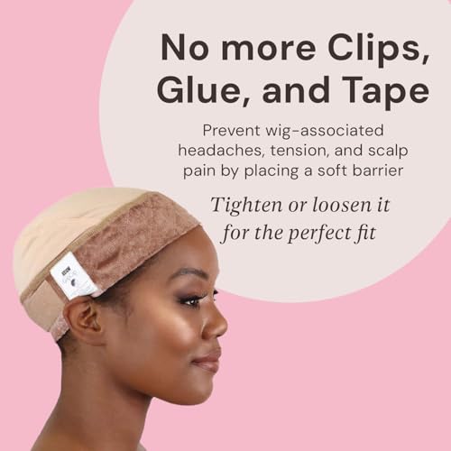 All-In-One Wig Grip Cap for Women - Adjustable Anti-Slip Under Wig Band, Nude, 1 Pack