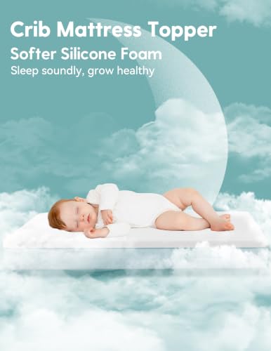 Babelio Machine Washable Crib Mattress Topper - Stratus Variant, Soft Silicone Foam