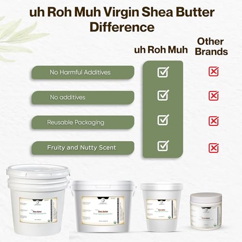 uh*Roh*Muh Shea Butter (Virgin) (Organic - USDA Certified) (Ghana) (Net Wt:0.8Kg/1.7lb) (Pack of 1)