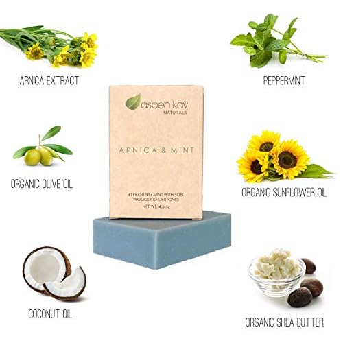Soap Set - Made with Natural and Organic Ingredients. Gentle Soap. 1 Arnica & Mint - 1 Calamine Soap ? 1 Neem Soap - 4.5oz Bar