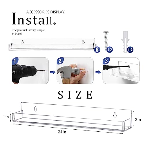 24-Inch Wall Mounted Nail Polish & Makeup Organizer Rack Set - 6 Pieces