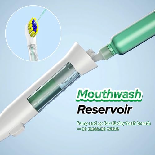 Electric Sonic Toothbrush with Built-in Mouthwash Reservoir & Pump - Crystal White Variation