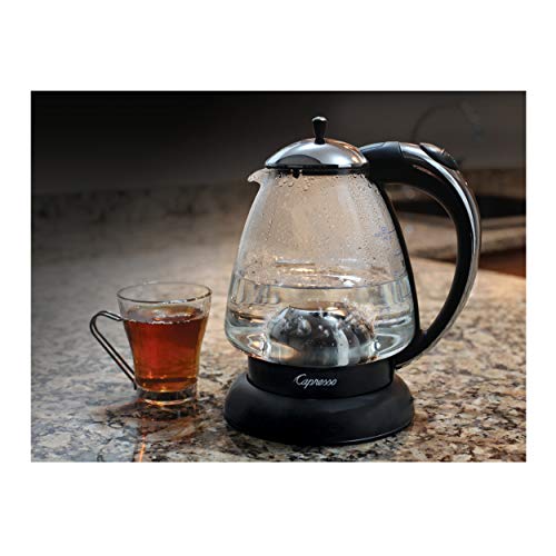 Capresso 259 Polished Chrome Water Kettle - Fast Boil, 48oz, German Duran Glass