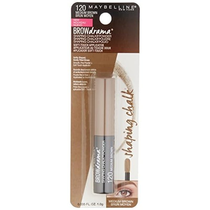 Maybelline New York Brow Drama Shaping Chalk Powder, Medium Brown, 0.035 fl. oz.
