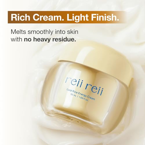 Reii Reii Gold Rice Energy Moisturizer – Hydrating Vegan Face Cream with Peptide & Hyaluronic Acid, Korea Skincare 50ml