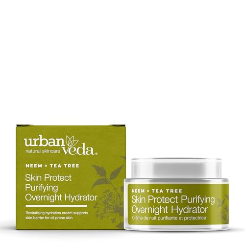 Urban Veda Skin Protect Purifying Overnight Hydrator | Night Cream | Active Neem & Tea Tree | Face Care | For Oily & Congested Skin | Face moisturiser | Collagen Cream | Vegan | 1.70 Fl oz