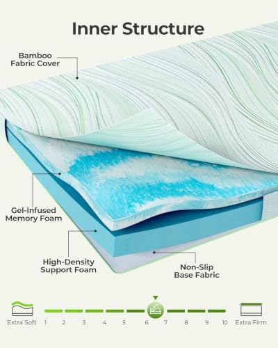 Twin Mattress Topper 3 Inch Medium Firm with Washable Bamboo Cover
