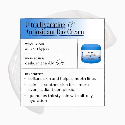 Derma E Ultra Hydrating Antioxidant Day Cream - Plumping Facial Moisturizer 2 Oz