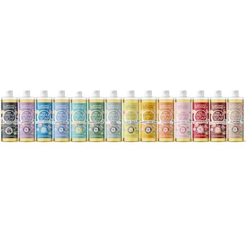 Brittanie's Thyme Pure Castile Liquid Soap Variety, Lavender/Peppermint/Lemon, 32 oz Pack of 3 | For Hair & Body, Gentle and Pure, Made with Natural Luxurious Oils, Vegan & Gluten Free Non-GMO