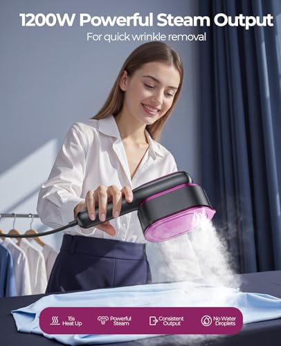 YOZLNFO Glossy Purple & Grey Travel Garment Steamer, Portable Handheld Iron 110V