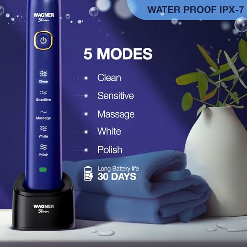 Electric Toothbrush with 5 Modes & 8 Soft Brush Heads - Waterproof & Portable
