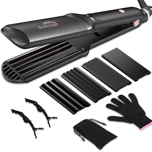 Hair Crimper for Women - Ceramic Waver Tool with 4-in-1 Flat Crimping