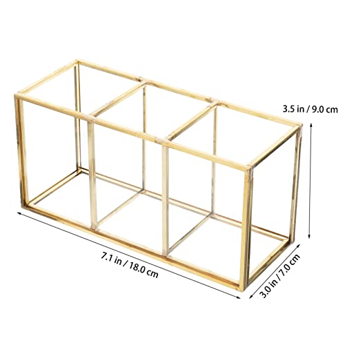 Box Cosmetic Storage Box Large Cosmetic Display Case Brush Organizer Glass Makeup Organizer Storage Cubes with Lid Brush Desktop Alloy Office Jewelry