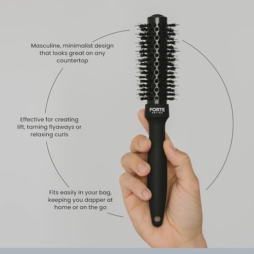 Boar Bristle Round Hair Brush for Volume & Styling - 7 Inch