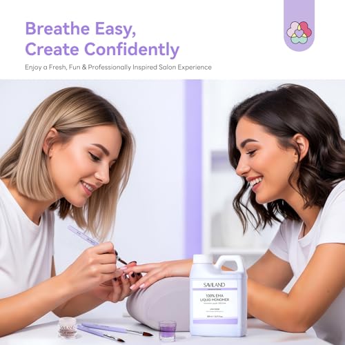 Acrylic Nail Liquid Monomer Set with Brushes - 16oz, MMA-Free, Low Odor