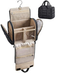 BAGSMART Medium Black Travel Makeup & Toiletry Bag - Detachable Dividers & Wet Dry Pockets