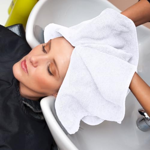 Utopia Towels 24 Pack White Salon Towels 16x27 in 100% Cotton for Hair & Spa