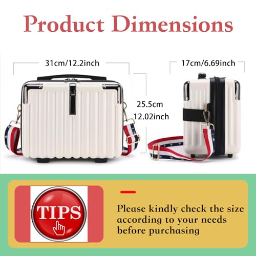 Mini Suitcase Hard Shell Makeup Case Stress-Resistant ABS Hard Makeup Travel Case Portable Hand Luggage with Shoulder Strap for Travel Camping Home Organizer Dark Grey