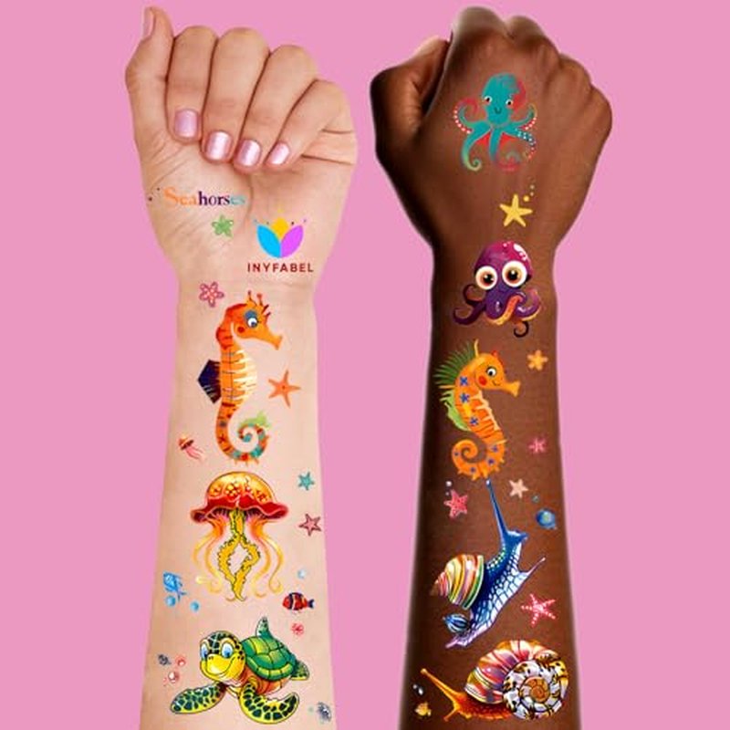 101+ Ocean Temporary Tattoos ? Printable, Waterproof Fake Tattoos for Kids, Girls, Boys, Teens & Adults ? Ideal for Birthday Parties, Decorations (A)