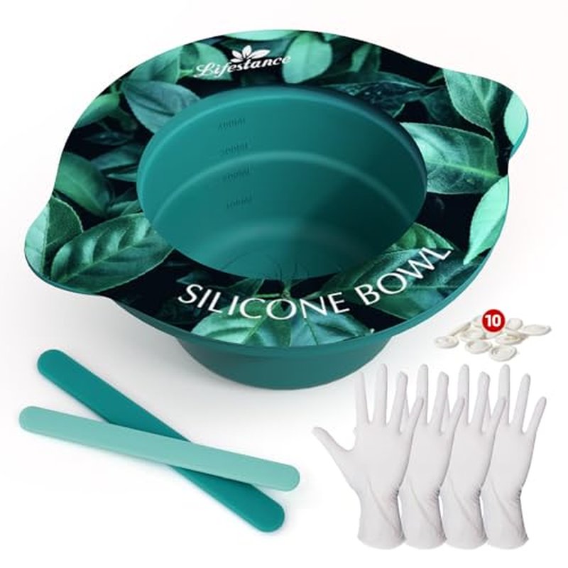 Lifestance Removable Silicone Wax Pot Liner with 2 Spatulas for 16oz Waxing Kit, Total 17 Items, Anti-Scalding Foldable Silicone Wax Warmer Bowl & Reusable Sticks, Easy to Clean